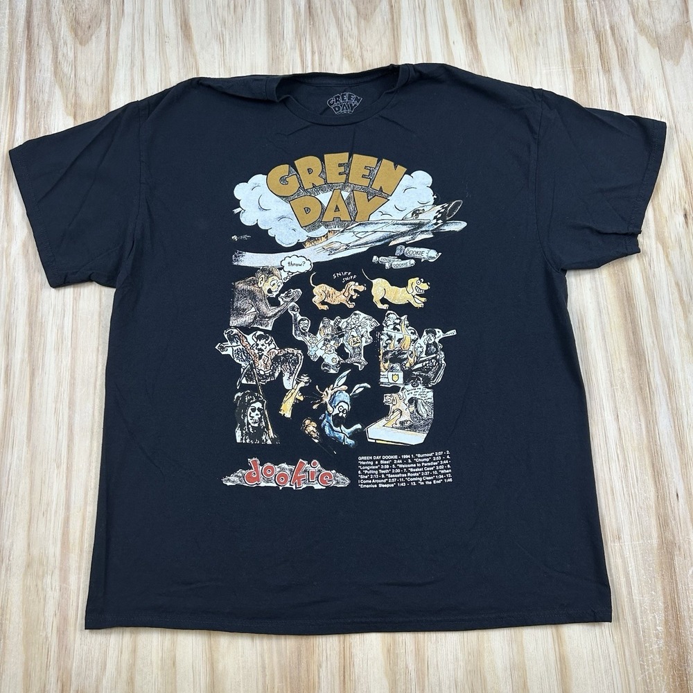 Green Day Dookie‎ Band T-Shirt Size XL Black Music Punk 90's